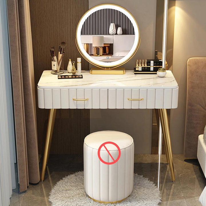 Modern Faux Marble Makeup Vanity Desk with Mirror and Lights