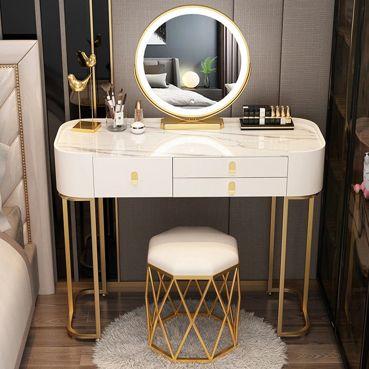 Modern Faux Marble Makeup Vanity with Smart Mirror with Lights