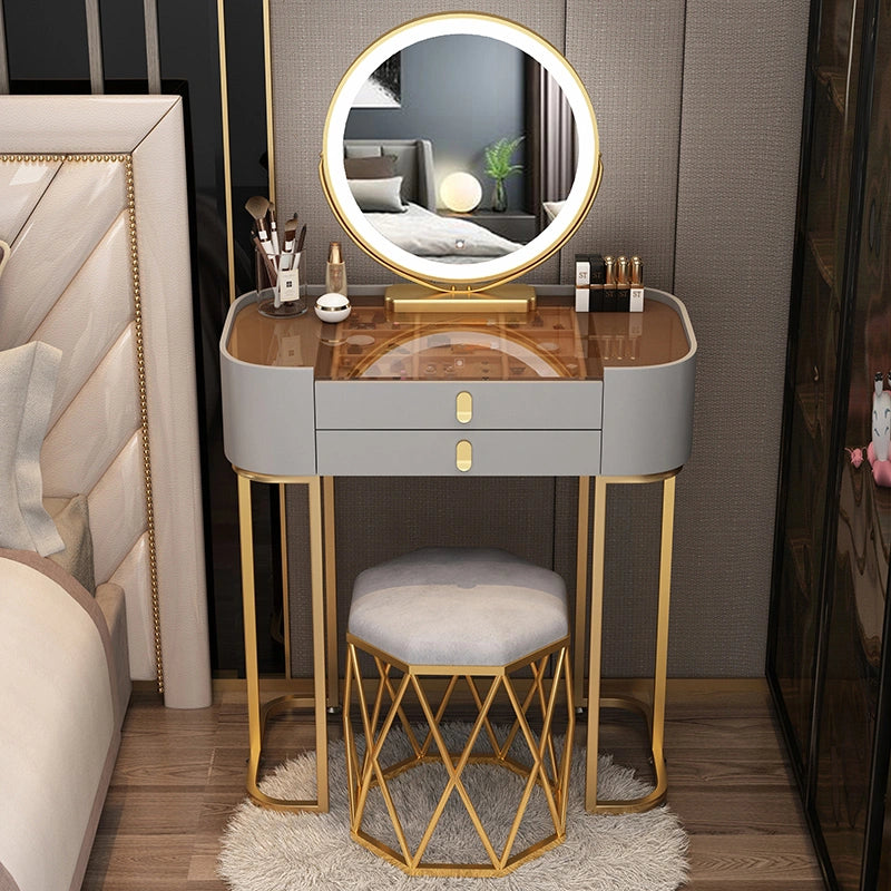 Modern Faux Marble Makeup Vanity with Smart Mirror with Lights