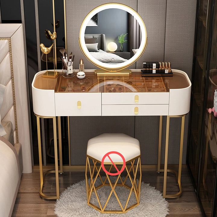 Modern Faux Marble Makeup Vanity with Smart Mirror with Lights