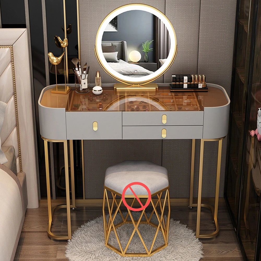 Modern Faux Marble Makeup Vanity with Smart Mirror with Lights