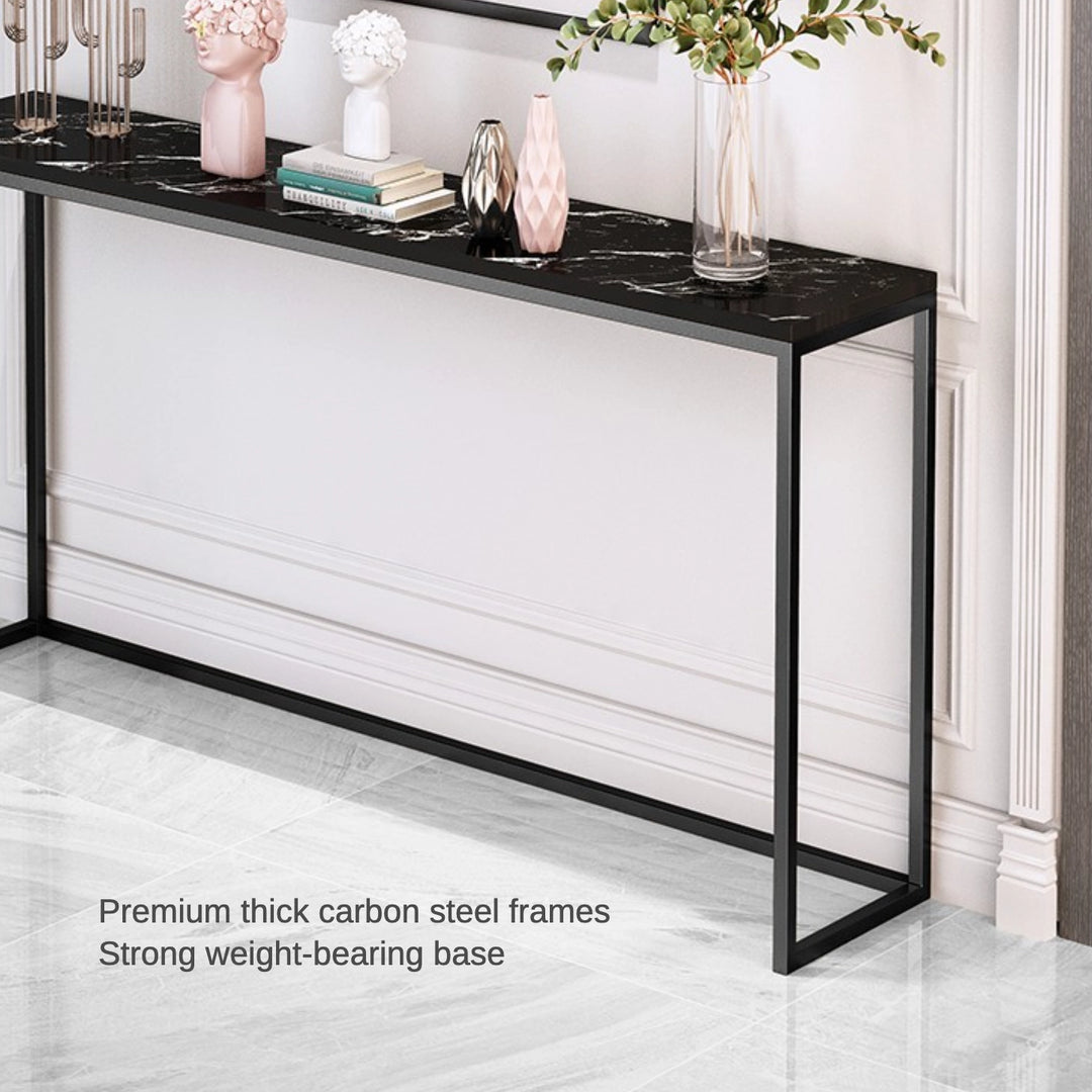 Modern Faux Marble Narrow Console Table with Steel Leg