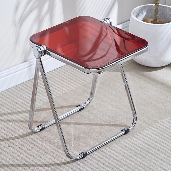 Modern Folding Coffee Table Acrylic Side Table with Metal Base