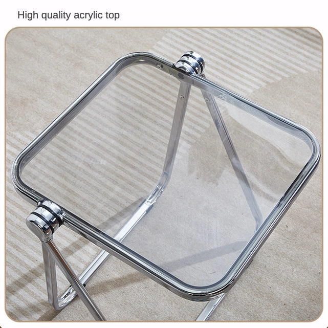 Modern Folding Coffee Table Acrylic Side Table with Metal Base