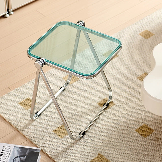 Modern Folding Coffee Table Acrylic Side Table with Metal Base