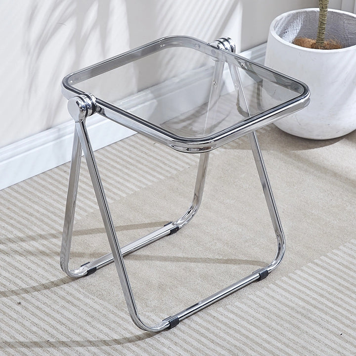 Modern Folding Coffee Table Acrylic Side Table with Metal Base