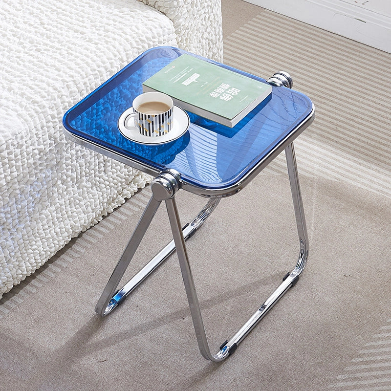 Modern Folding Coffee Table Acrylic Side Table with Metal Base