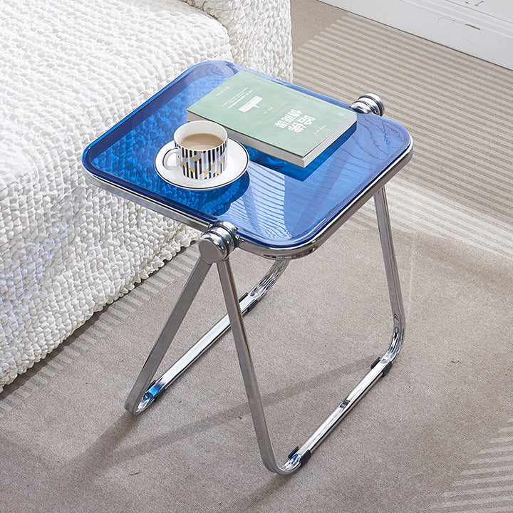 Modern Folding Coffee Table Acrylic Side Table with Metal Base