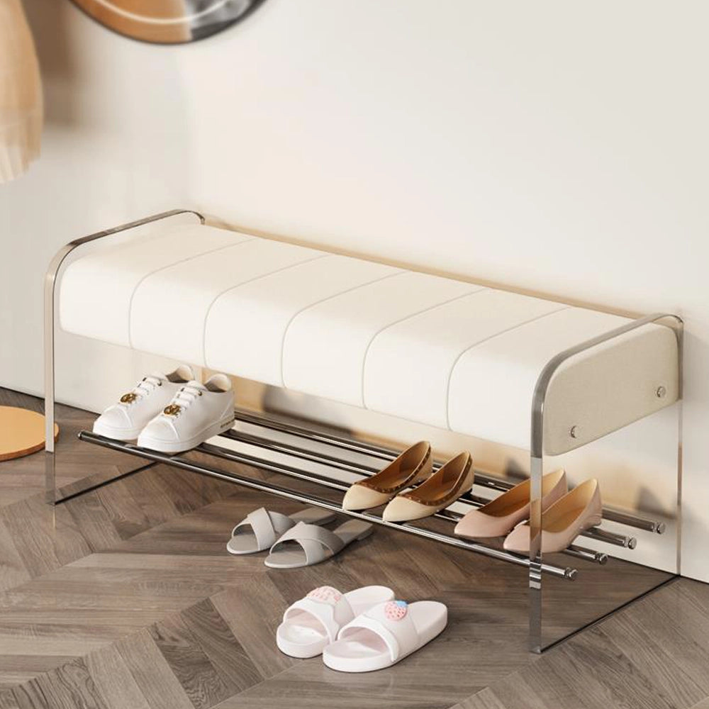 Modern Padded Shoe Bench Acrylic Shoe Rack with Metal Base