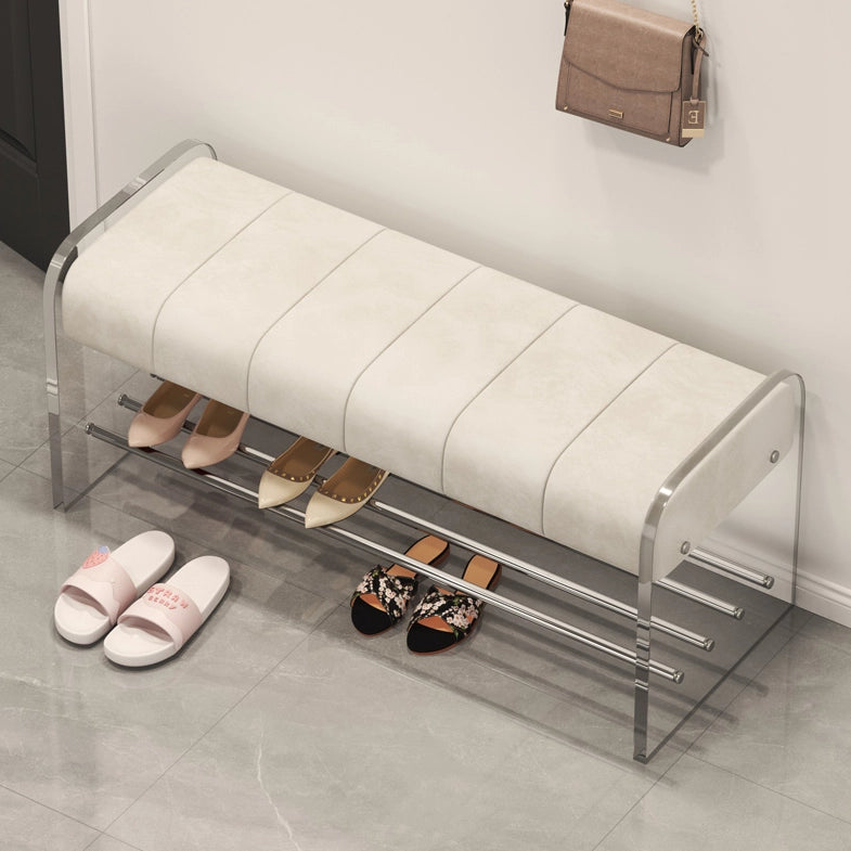 Modern Padded Shoe Bench Acrylic Shoe Rack with Metal Base