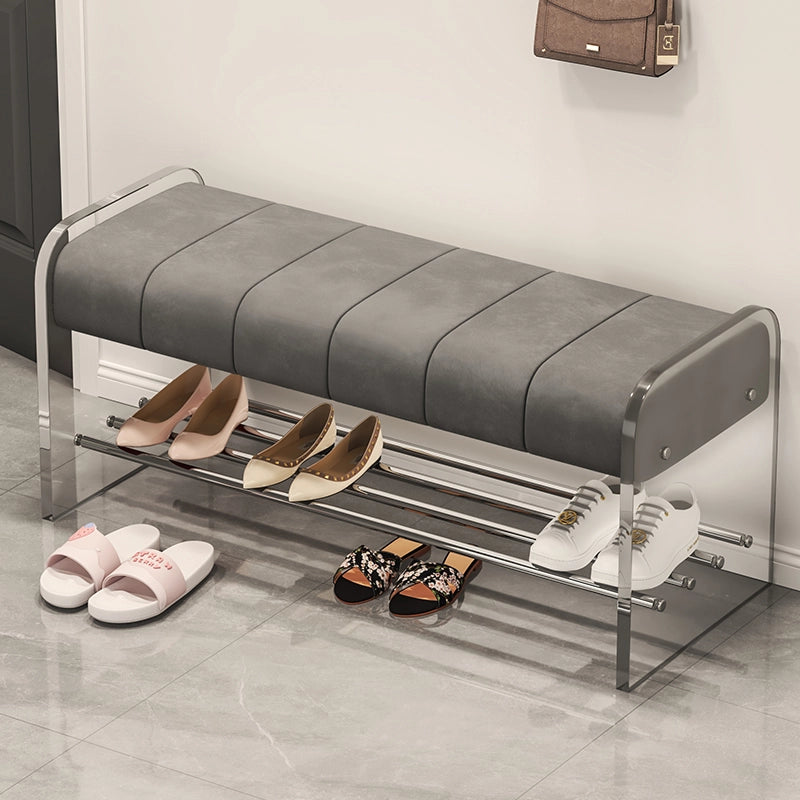 Modern Padded Shoe Bench Acrylic Shoe Rack with Metal Base