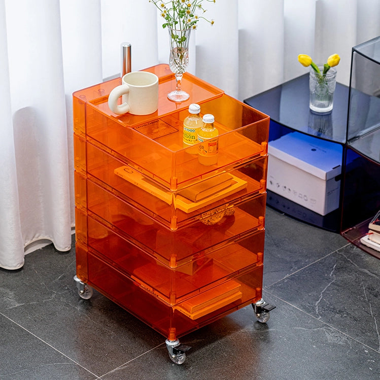 Modern Rotating Multi-Tier Storage Cabinet Movable Accent Table