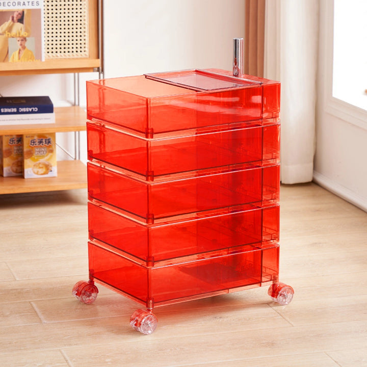 Modern Rotating Multi-Tier Storage Cabinet Movable Accent Table