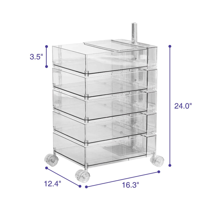 Modern Rotating Multi-Tier Storage Cabinet Movable Accent Table