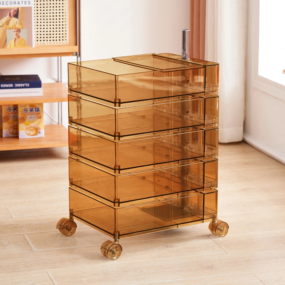 Modern Rotating Multi-Tier Storage Cabinet Movable Accent Table