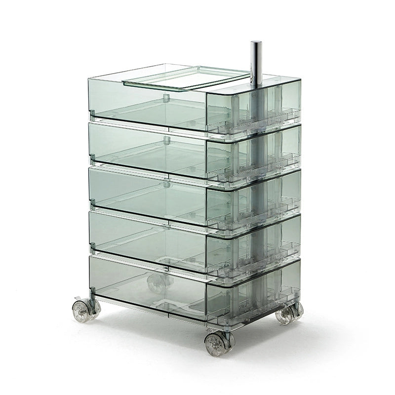 Modern Rotating Multi-Tier Storage Cabinet Movable Accent Table