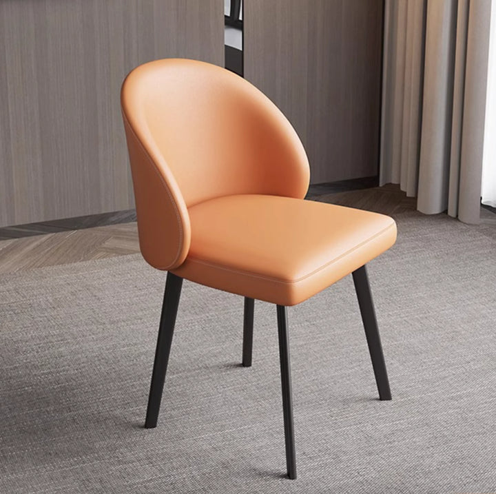 Modern Simple Leather Chair with Metal Legs for Dining and Living Room