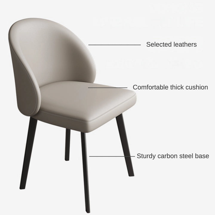 Modern Simple Leather Chair with Metal Legs for Dining and Living Room