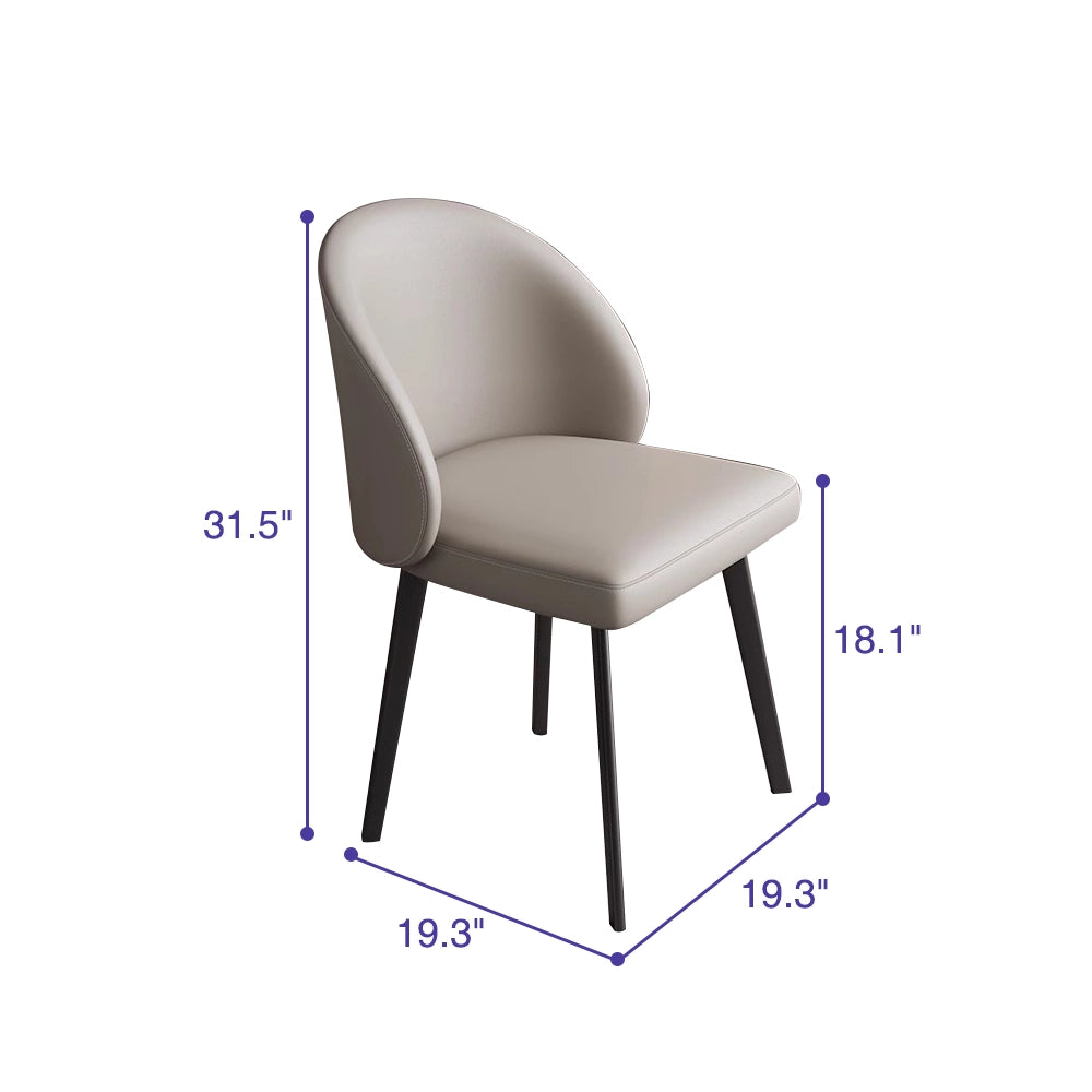 Modern Simple Leather Chair with Metal Legs for Dining and Living Room