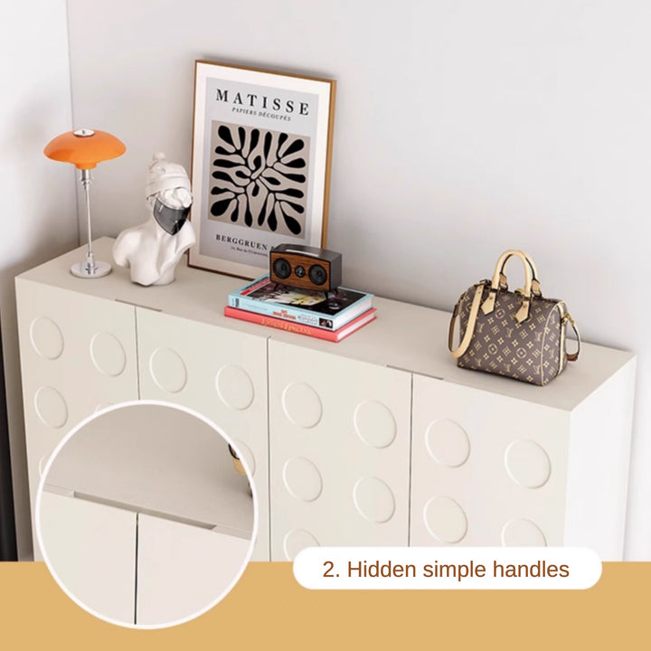 Modern White Shoe Storage Cabinet with Doors for Entryway