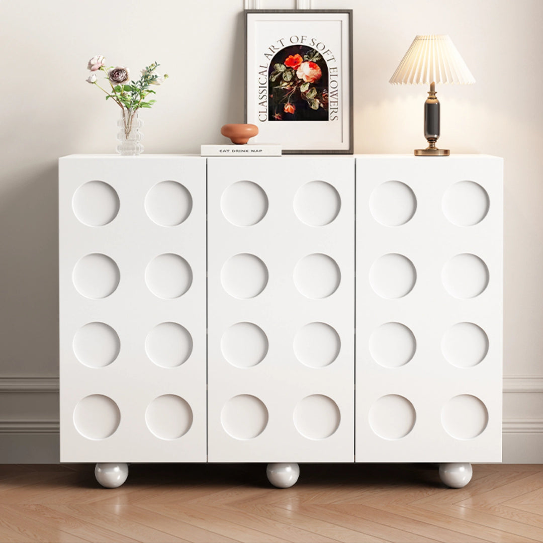 Modern White Shoe Storage Cabinet with Doors for Entryway