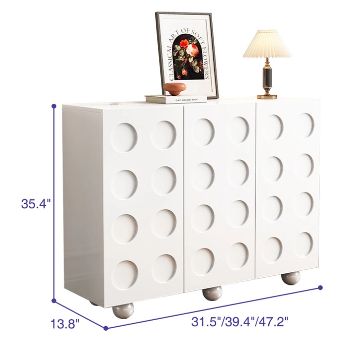 Modern White Shoe Storage Cabinet with Doors for Entryway