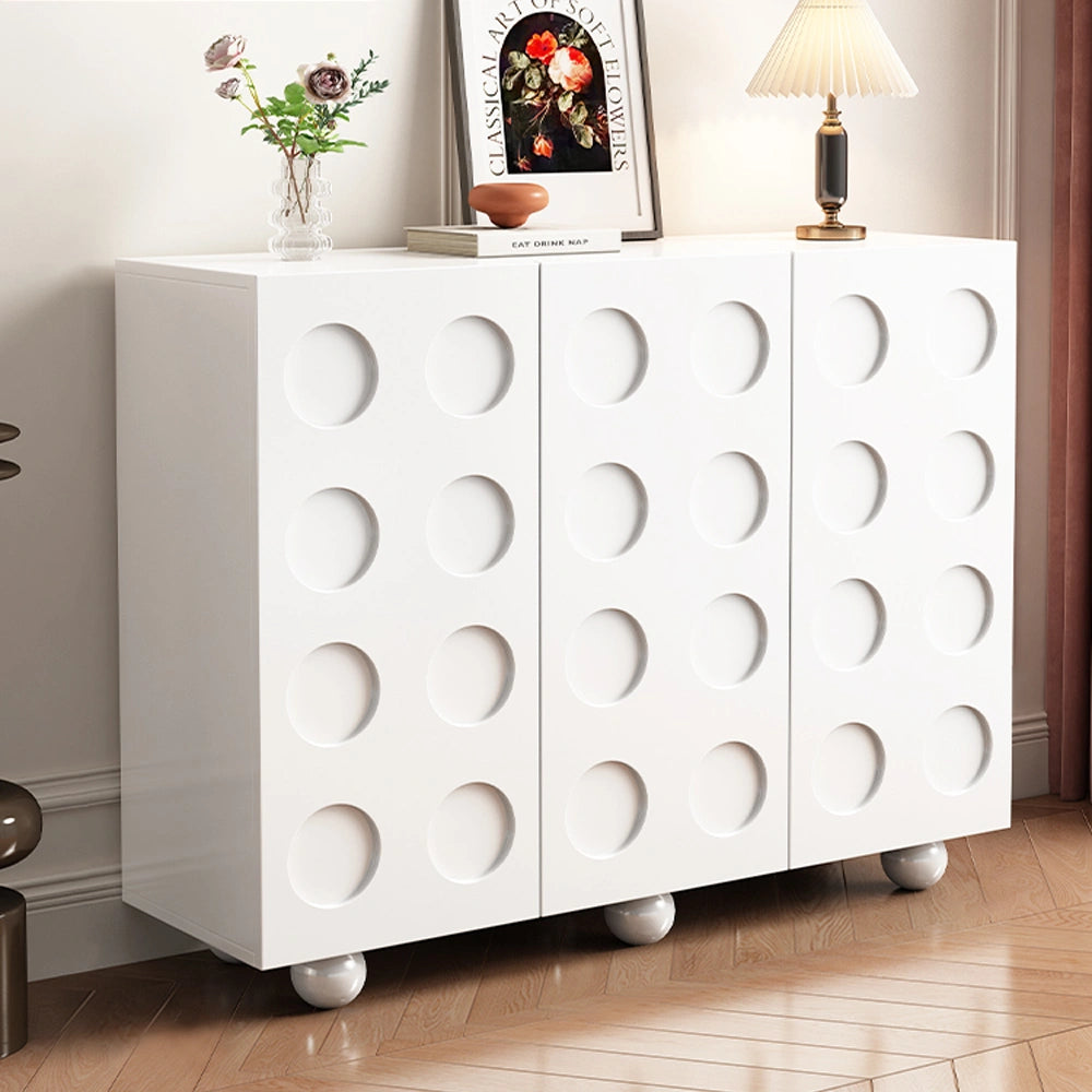 Modern White Shoe Storage Cabinet with Doors for Entryway