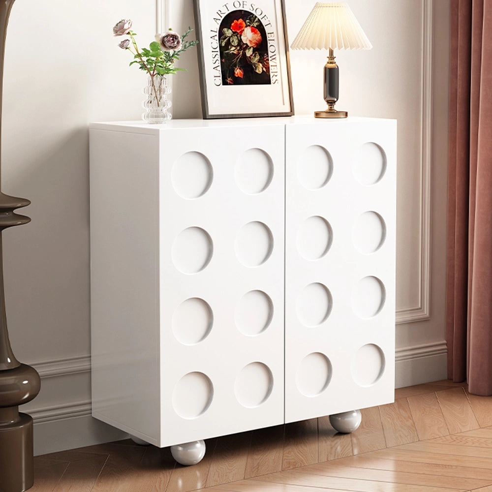 Modern White Shoe Storage Cabinet with Doors for Entryway