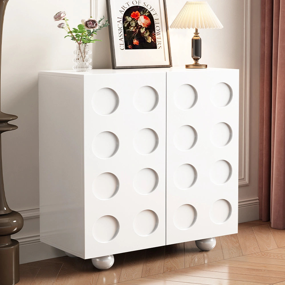 Modern White Shoe Storage Cabinet with Doors for Entryway