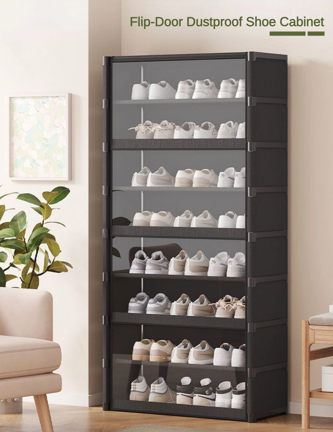 Simple Multi-Tier Fabric Shoe Cabinet with Doors for Entryway