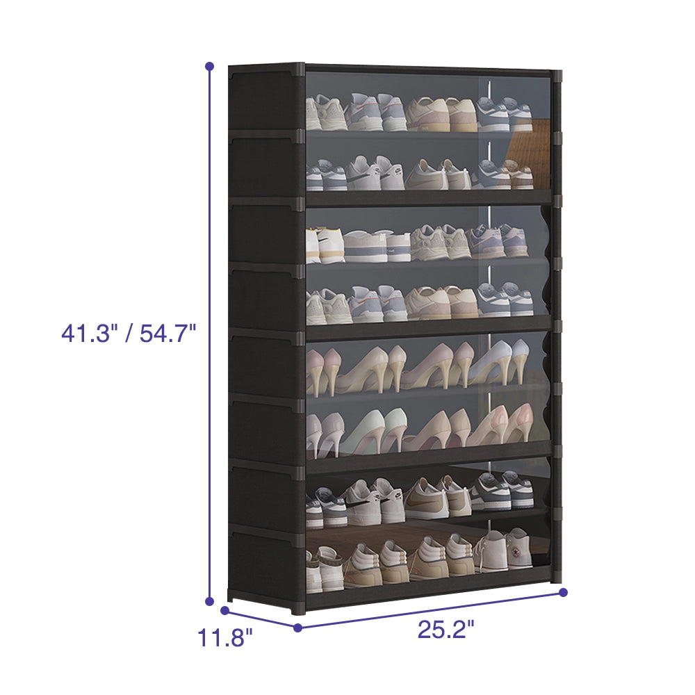 Simple Multi-Tier Fabric Shoe Cabinet with Doors for Entryway