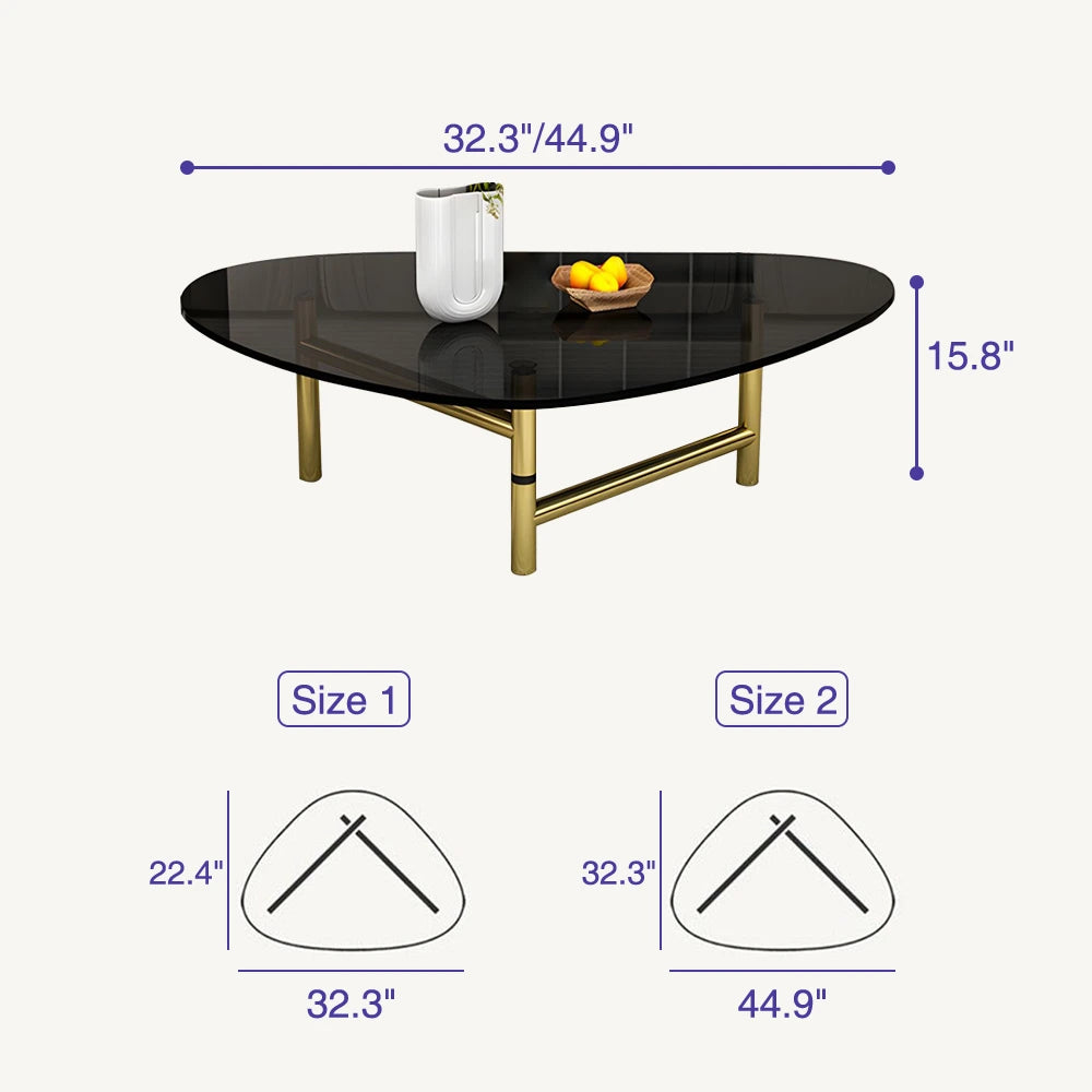 Simple Round Glass Coffee Table with Metal Base