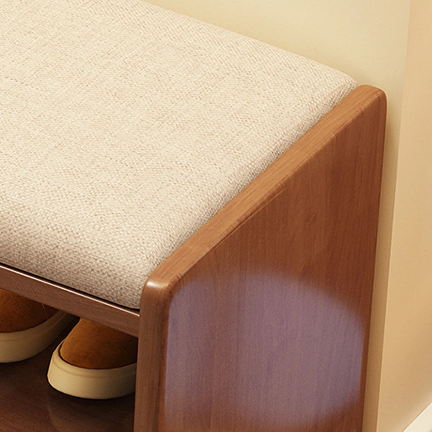 Simple Solid Wood Shoe Storage Bench with Cushion for Hallway