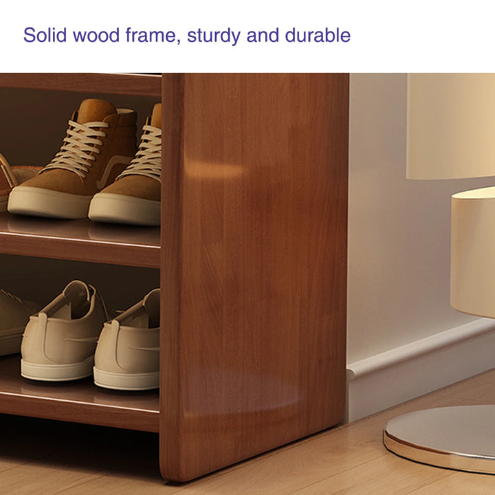 Simple Solid Wood Shoe Storage Bench with Cushion for Hallway