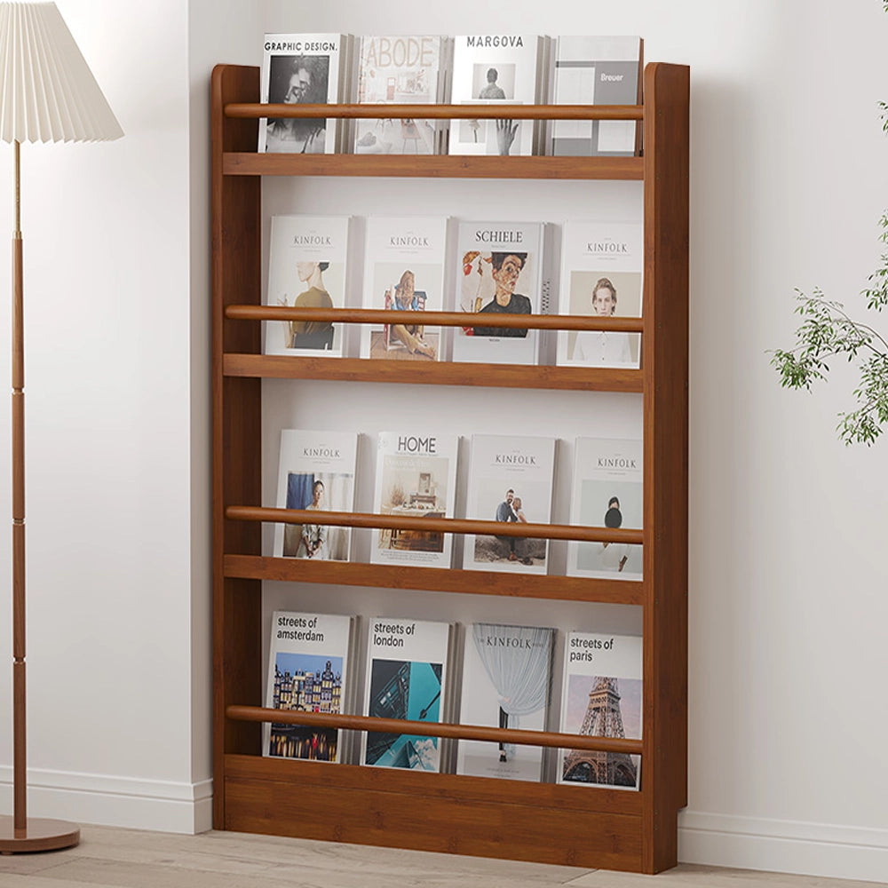 Slim Natural Bamboo Bookshelf Wall Display Rack