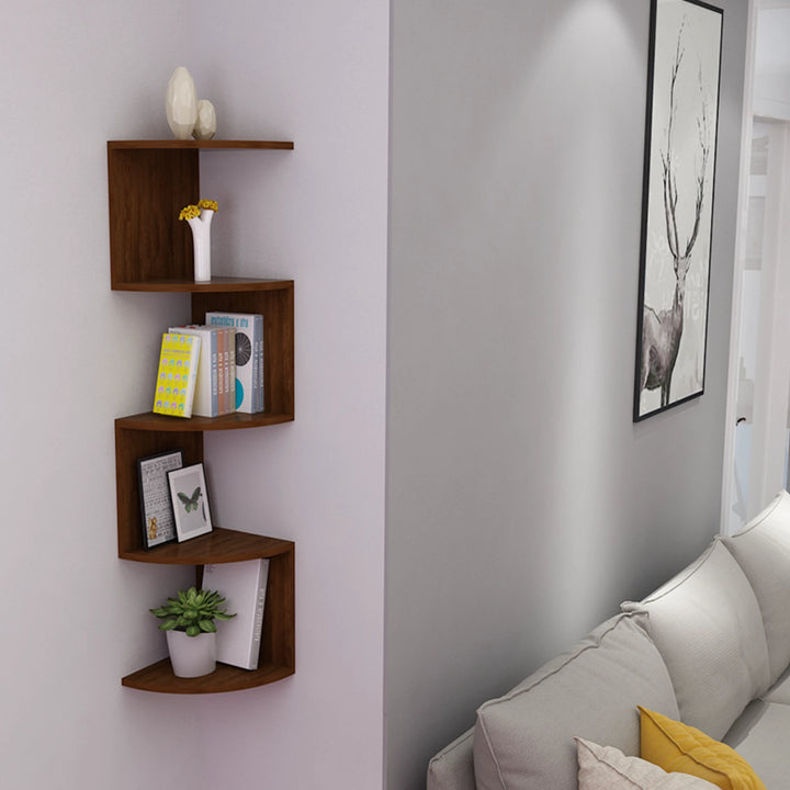 Solid Wall Shelf Wooden Corner Floating Bookcase