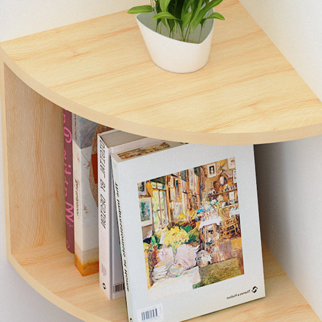 Solid Wall Shelf Wooden Corner Floating Bookcase