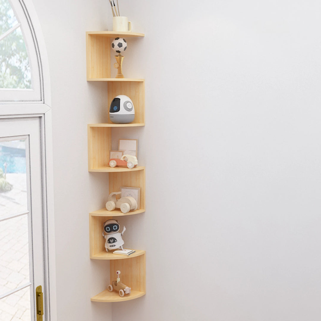 Solid Wall Shelf Wooden Corner Floating Bookcase