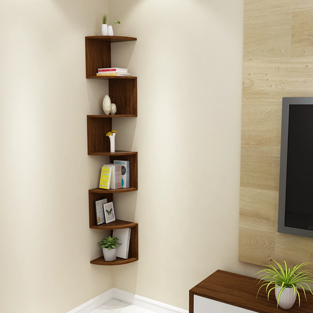 Solid Wall Shelf Wooden Corner Floating Bookcase