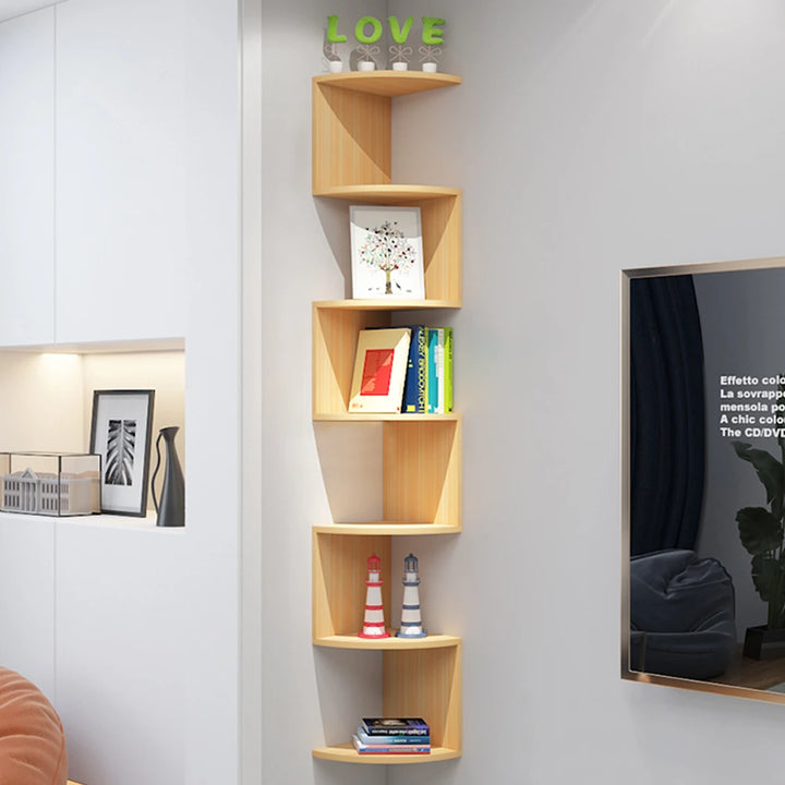 Solid Wall Shelf Wooden Corner Floating Bookcase