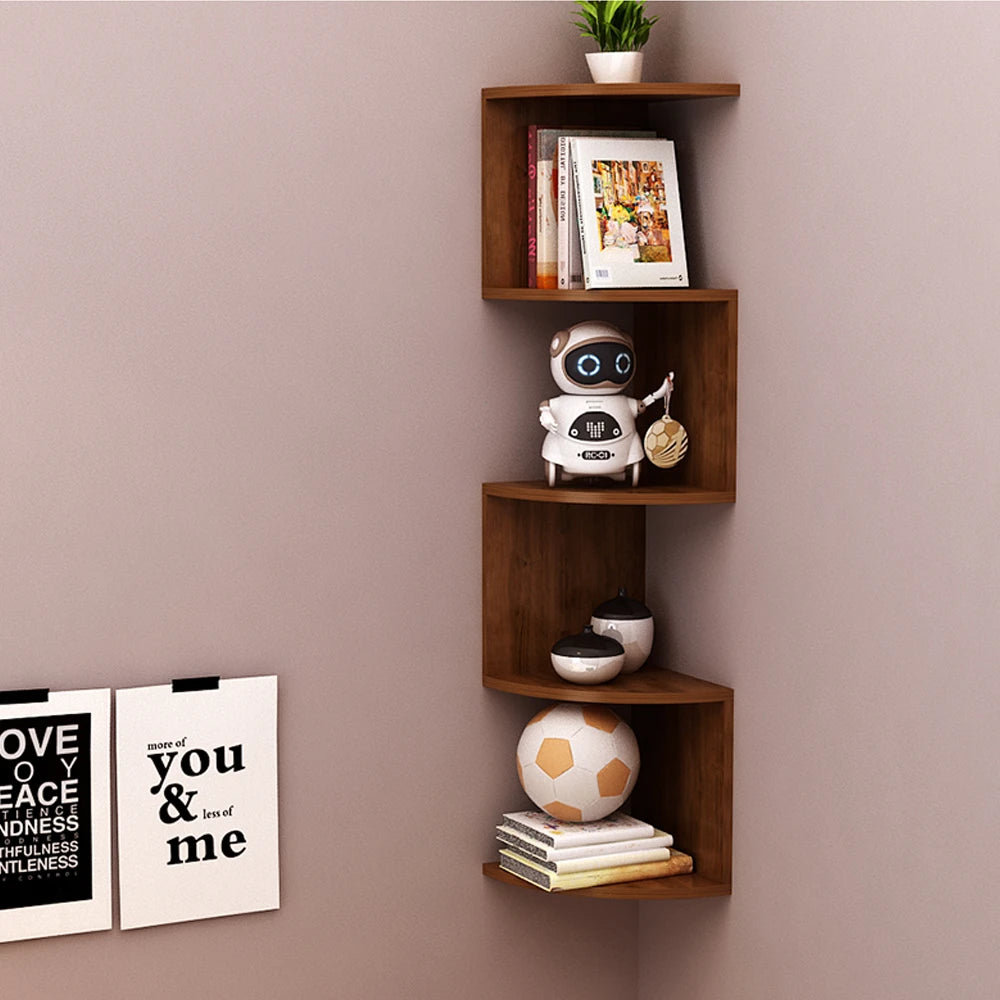 Solid Wall Shelf Wooden Corner Floating Bookcase