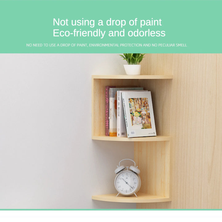 Solid Wall Shelf Wooden Corner Floating Bookcase