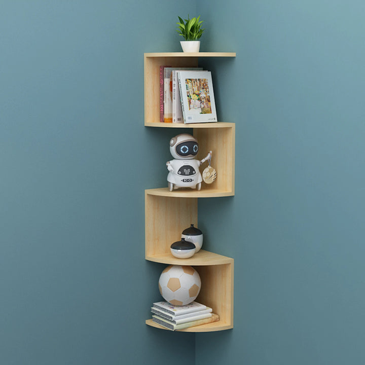 Solid Wall Shelf Wooden Corner Floating Bookcase