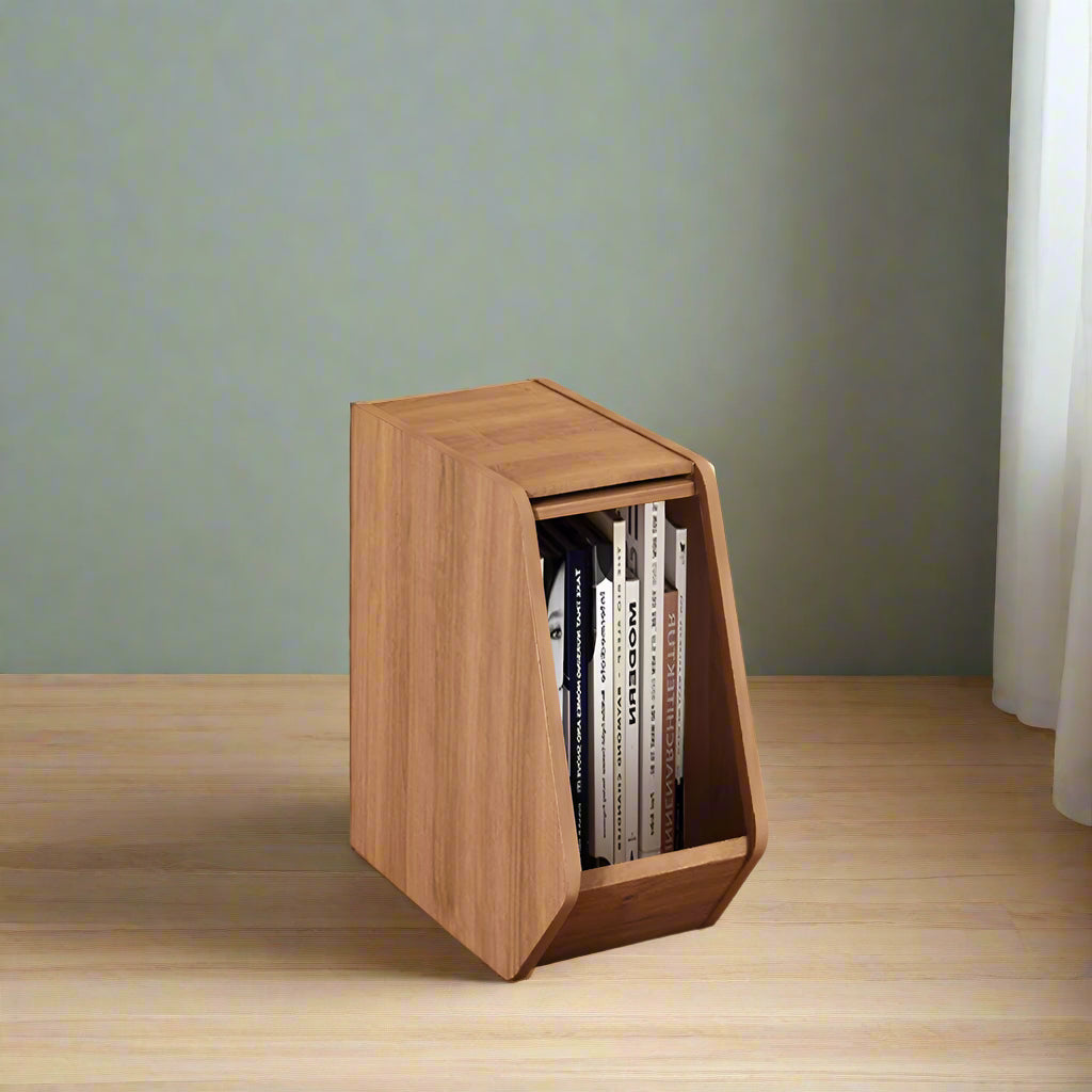 Solid Wood Combinable Storage Cabinet DIY Flip-Up Nightstand