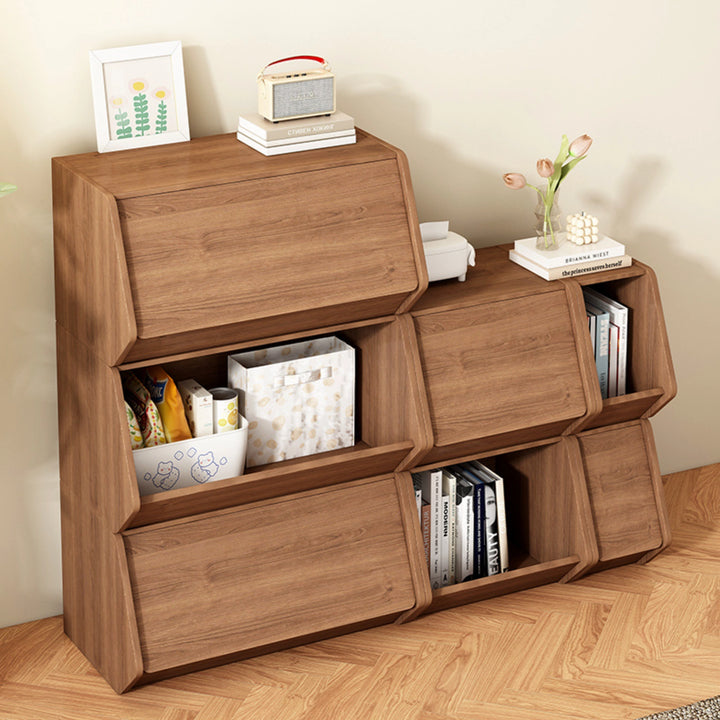 Solid Wood Combinable Storage Cabinet DIY Flip-Up Nightstand