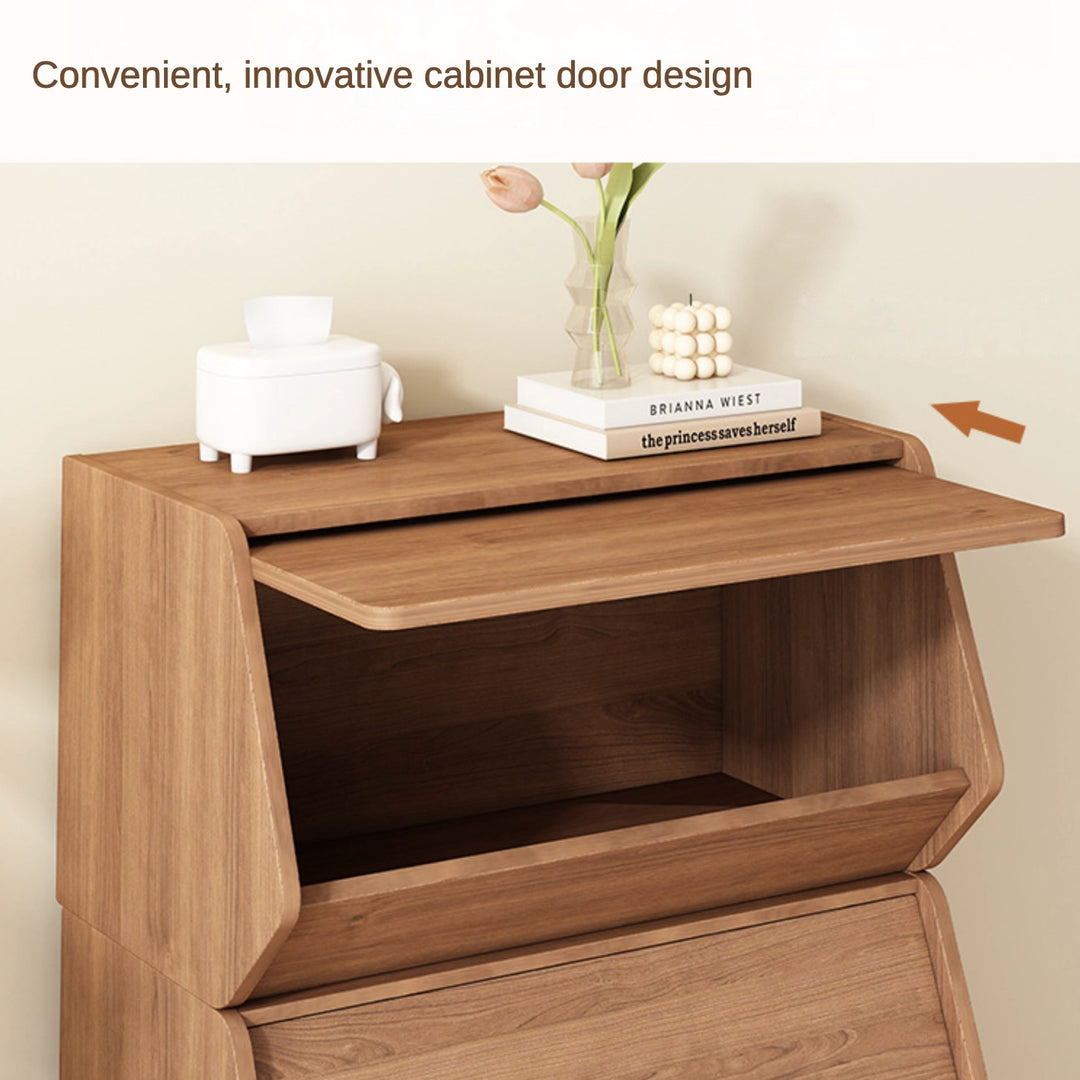 Solid Wood Combinable Storage Cabinet DIY Flip-Up Nightstand