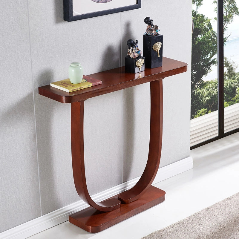 Solid Wood Narrow Console Table Tall Accent Table for Hallway