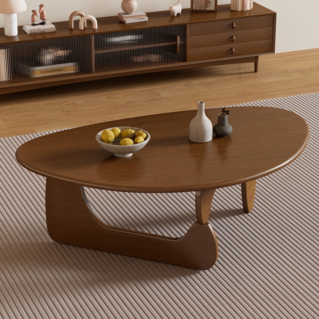 Solid Wood Round Coffee Table Modern Table