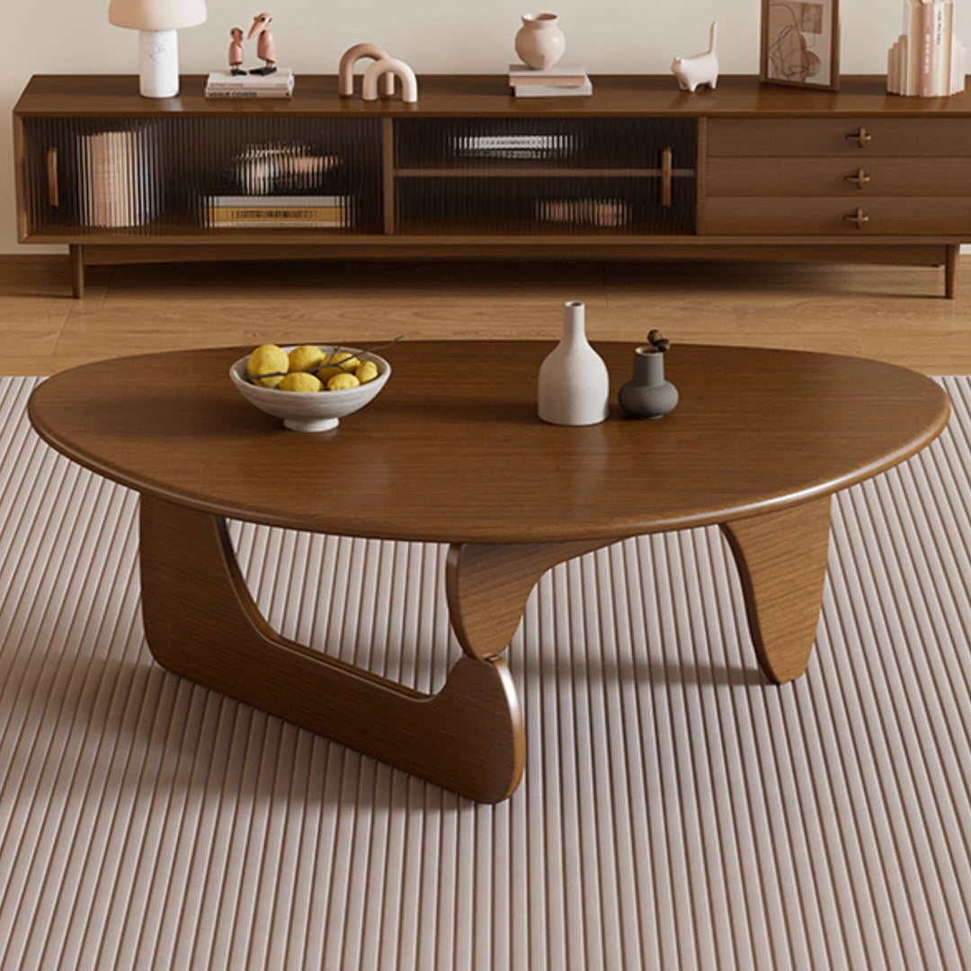 Solid Wood Round Coffee Table Modern Table