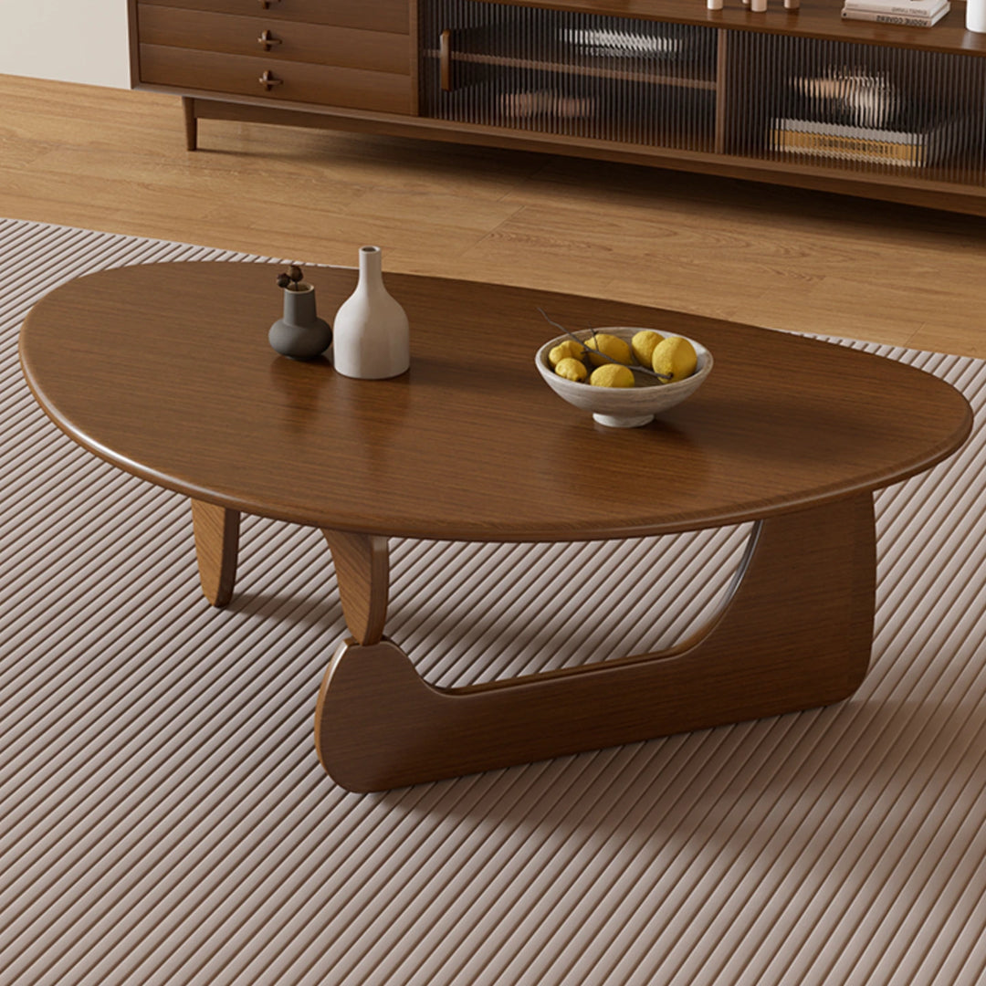 Solid Wood Round Coffee Table Modern Table